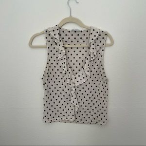 Zara Polka Dot Tank Top with Ruffle Neckline